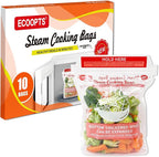 10×Steam Cooking Bags Microwave Steamer Bags Widen the Bottom Stand Upright Zipper Steam Bags for Vegetables,Potatoes and Meat (1 Pack)