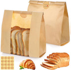 130 Pack Bread Bags for Homemade Sourdough Bags with Window, Large Bakery Bag with 160 Stickers for Packaging Baked Food Bread Storage (14 * 8.3 * 3.5 Inch)