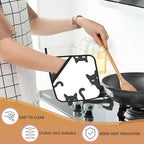 2PCS Black Cat Pot Holder with Loop,Heat Resistant Oven Pads, Hot Pat for Kitchen Cooking Baking Food