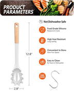 Silicone Pasta Fork, Kitchen Heat Resistant Noodle Spoon Server, BPA Free Spaghetti Strainer,12.8 inch (WHITE)