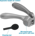 Garlic Press, Garlic Mincer Easy-squeeze Ergonomic Handle, Rust Proof, No Need To Peel, Professional Ginger Press & Garlic Crusher with Handy Cleaning Brush- Dishwasher Safe