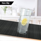 Black Placemats Set of 6 - Easy Clean Washable Vinyl Placemats - Wipeable Heat Proof Table Mats for Dining Table - 17x12 Inch (Pure Black, 6)