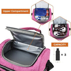 OPUX Lunch Box For Women, Insulated Large Lunch Bag Adult Work, Double Decker Lunchbox Meal Prep, Dual Compartment Leakproof Lunch Cooler, Soft Lunch Pail Tote for Girls, Kids, School (Pink, 16 Cans)