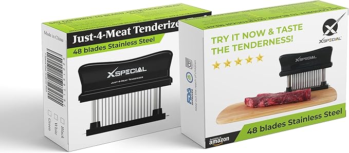 Toughest Meat Tenderizer Tool, 48 Needle Meat Tenderizer Blades Transforms Hard & Cheap Cuts into Expensive - Buttery Goodness Without Meat Mallet Crushing