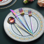 Matte Rainbow Flatware Set 20 Pieces, Stainless Steel Colorful Silverware Set, Titanium Plating Matte Rainbow Cutlery Set, Matte Rainbow Utensil Sets, Service Set for 4 (Matte Rainbow)