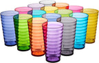 US Acrylic Splash [Set of 16] 18 ounce Plastic Stackable Water Tumblers in Jewel Tone Colors Value Set of Drinking Cups, Reusable, BPA-free, Made in the USA, Top-rack Dishwasher Safe