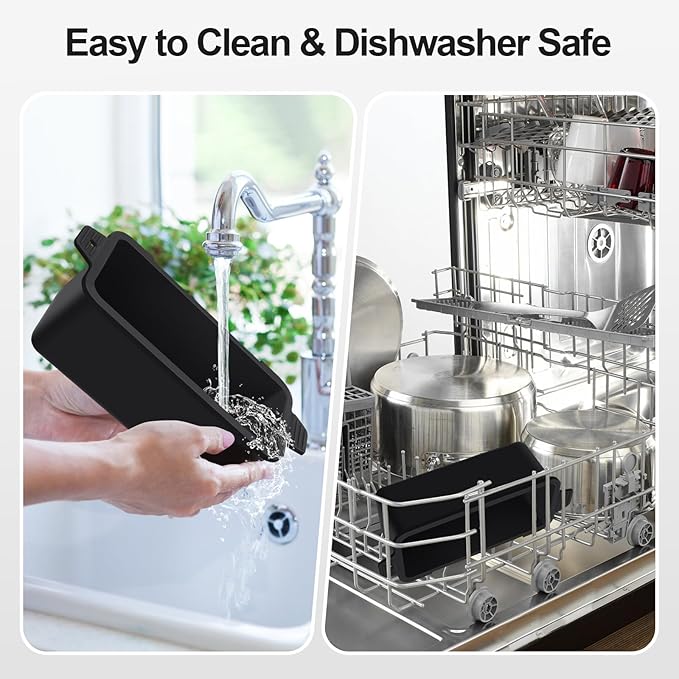 2 PCS Silicone Grease Cup Liners for Blackstone 36 28 22 17 Inch Griddle,Reusable Grease Catcher Cup Liner Grill Grease Tray,Durable Drip Pans Blackstone Griddle Accessories,Black