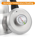 Pour Over Coffee Kettle with Thermometer for Exact Temperature 40 fl oz - Premium Stainless Steel Gooseneck Tea Kettle for Drip Coffee, French Press and Tea - Works on Stove and Any Heat Source