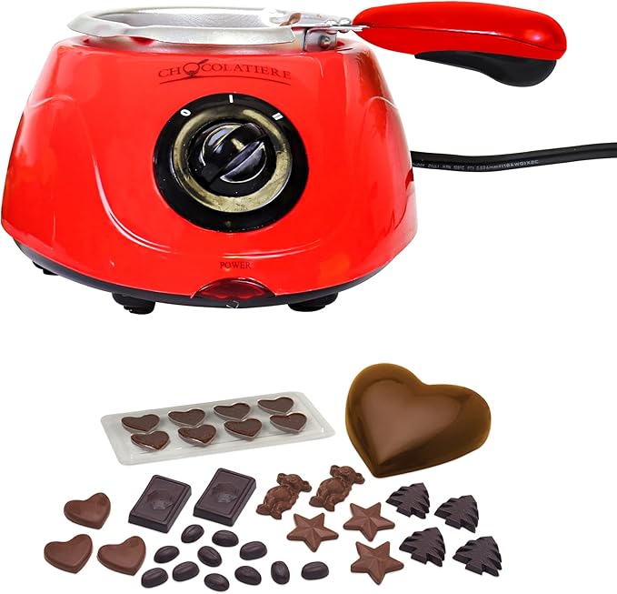 Total Chef Single Pot Chocolate Melter - Electric Candy Melting Hot Fondue Pot With 32+ Accessories, Serving 1 cup Dark or White Melted Chocolate For Dipping Party Desserts, 8.8 Oz (250 g) Capacity