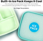 Yoobi Star Wars X 2-Pack Grogu Bento Boxes & Ice Packs for Kids & Tweens – 3 Compartment Lunch Box, Dishwasher & Microwave Safe – BPA & PVC Free, Leakproof – 2 Boxes
