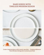 Famiware Mars Plates and Bowls Set, 18 Pieces Dinnerware Sets, Dishes Set for 6, White