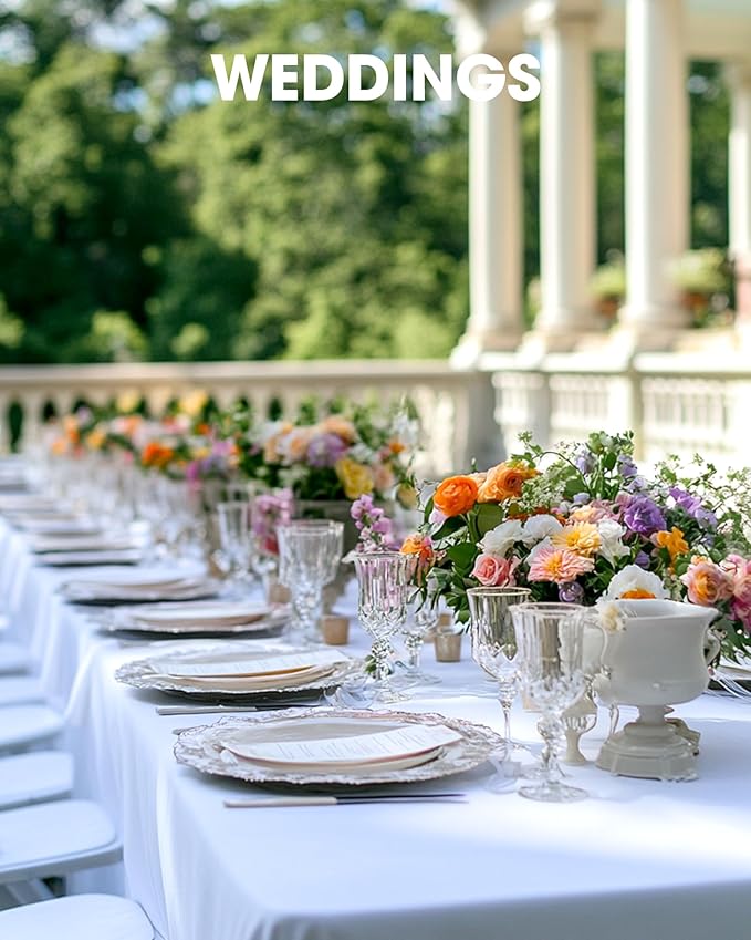 Pureegg Rectangle Table Cloth 60" x 84" – Durable Polyester Tablecloth Offers Reusable & Washable Protection, Ideal for Outdoor Party, Picnic, Wedding, Banquet and Birthday, 1 Pack, White