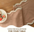 Folkulture Table Runners | Fall Table Runner 108 inches Long | Scallop Table Runner for Fall Decor or Boho Decor | Brown Table Runners for Dining Room | Thanksgiving Decorations for Home