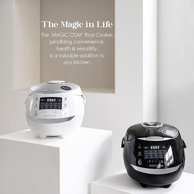MAGiC COM Rice Cooker, 10 Cup(Uncooked) 20 Cup(Cooked) One Touch Healthy Cooking with 15 Menu Modes, Nonstick Inner Pot, Steamer Basket, Auto Clean, 24 Hour Delay Timer and Auto Keep Warm(White)