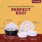 Electric Egg Cooker | Boils upto 7 eggs | Poacher | Omelet maker | Vegetable steamer, dumpling & More | Royal Black