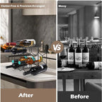 Black Wine Rack Countertop 14 Bottles, Geometric Stainless Steel Wine Bottle Holder,3 Tier Wine Racks for Cabinet Pantry Bar Table No Assembly Required