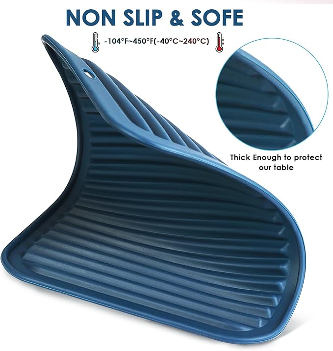 Silicone Mats for Kitchen Counter, 9x12'' Trivets for Hot Pots and Pans, Navy Blue Silicone Trivets for Hot Dishes, Protect Table Quartz Countertops, Indigo