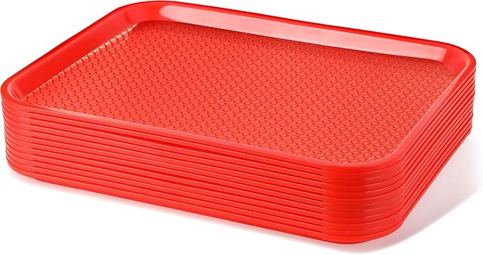 New Star Foodservice Fast Food Tray, Set of 12 (Red, 14 by 18-Inch)