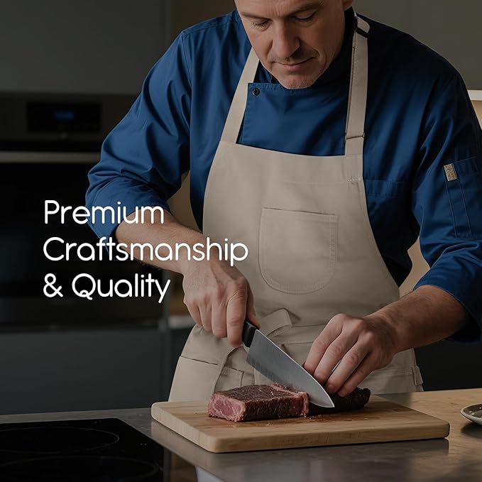 Unisex Apron with Pockets for Cooking, Salon & Art - 100% Cotton Adult Kitchen, Chef, Stylist Apron