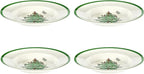 Spode Christmas Tree 9" Soup Plate (Set of 4) - Stoneware Soup Bowls with Festive Tree Design & Green Rim, Ideal for Serving Soup, Pasta, Salad - Microwave & Dishwasher Safe Holiday Dinnerware