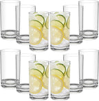 17 Oz Plastic Tumblers Set of 12, Clear Plastic Drinking Glasses, Plastic Cups Reusable, Highball Glasses Drinking Set for Kitchen Poolside Patio,Dishwasher-Safe, Shatterproof, BPA-Free