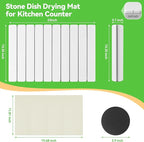 Large Stone Dish Drying Mat for Kitchen Counter, Quick Dry Stone Bath Mats for Bathroom, Foldable Ultra Absorbent Diatomaceous Earth Mat for Dishes Bottles Cups, Match Any Countertop, 23.23'' x 15.4''