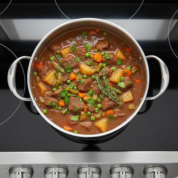 KEAWELL K3 Premium 8-Quart Tri-Ply Stainless Steel Stockpot with Lid, Induction & Oven Safe up to 600°F, Even Heating, Professional Cookware for All Stovetops (8-Qt)