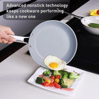 MsMk 8 inch + 10 inch Ceramic Non Stick Frying Pans, Grey Nonstick Skillets Set, PFOA Free Non-Toxic, Scratch-resistant, Oven-Safe, Induction Ready, Compatible with All Cooktops