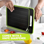 Cutting Board Double Sided,2 Pcs Vegetable Board With Sharpening Stone,Large Size+Small Size,Food Grade Stainless steel and Wheat straw PP Material,Eco-Friendly and Easy to Clean (black)