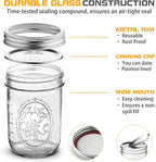 Wide Mouth Glass Mason Jars 16 oz, 6 Pack Glass Canning Jars with Metal Airtight Lids and Bands and Measurement Marks, for Canning, Preserving, Overnight Oats, Jam, Jelly, Food Storage, DIY etc