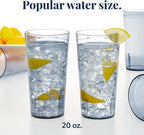 US Acrylic Cafe Plastic Reusable Tumblers (Set of 16) 20-ounce Water Cups in Grey | Value Set of Restaurant Style Drinking Glasses, Stackable, BPA-free, Made in the USA | Top-rack Dishwasher Safe