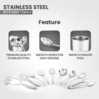 Avador® Premium Set of 10 Stainless Steel (WHITE HOLDER) Kitchen Tool Set with Holder Easy To Clean, Space Saving, Great for Cooking, Baking, Prepping (WHITE)