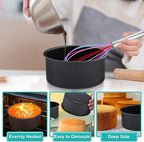 E-far 6 x 3 Inch Cake Pan Set of 3, Deep Stainless Steel Small Round Cake Pans Tin for Baking Birthday Wedding Layer Cakes, Stainless Steel Core & Non-toxic Nonstick Coating, Deep & Straight Side