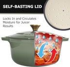 MÜELLERHOME 7.5 Quart Enameled Cast Iron Dutch Oven For Sourdough Bread Baking, Heavy-Duty, Oven-Safe up to 500° F & Across All Cooktops, Casserole Dishes, Green Kitchen Accessories, Thyme Green