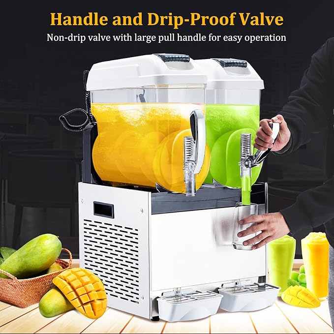 12L*2 Commercial Slushie Machine, 700W slushy machine, 6.4 Gals cocktail margarita frozen drink machine for home, Electric Large Slushie Machine with Self-cleaning Mode for Restaurant Bar