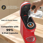 CHULUX Mini Coffee Maker for K Capsule, Single Serve Coffee Maker for One Cup Americano, Lightweight Pod Coffee Machine, Red