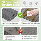 Stone Drying Mat for Kitchen Counter Collapsible, Stain-Defying PU Leather, Absorbent Diatomaceous Earth Bath Mat Quick Dry, Foldable Large Stone Dish Drying Mat for Countertop 23" x 15.3"