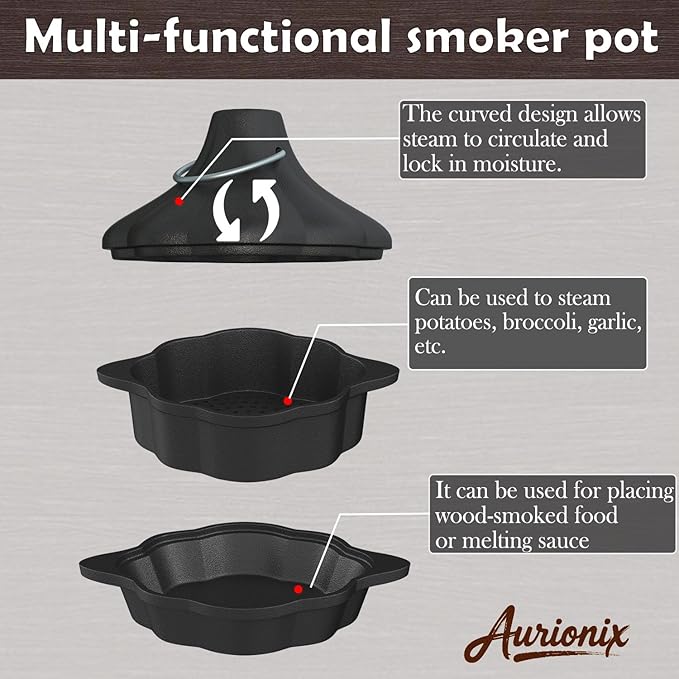 Wood Stove Humidifier + Garlic Roaster Steamer Set, Cast Iron Cookware for Fireplace, Camping, Kitchen - Pre-Seasoned, Heat-Resistant, Eco-Friendly