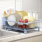Blue Dish Drying Rack, Dish Rack,Space-Saving Dish Racks for Kitchen Counter with Utensil Holder,Gifts for Women Mothers Day, Kitchen Gadgets & Decor