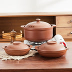 Unglazed Terracotta Ceramic Casserole Dish, Clay Pot, Earthen Pot Cookware with Lid for Dinner and Party, Stockpot for Rice Hot Pot, Stew, Bakeand Serve Oven Safe-Heat Resistant (1.3QT/1.4L)