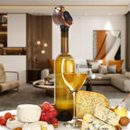 Wine Bottle Pourer, Fun Wine Pourer Spout Sings While It Pours, Airtight Wine Bottle Sealer, Acacia Wood with Black Wings