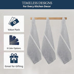LANE LINEN Kitchen Towel Set, Pack of 12-14"x25" Tea Towels for Kitchen, Dish Drying Towels, Absorbent & Machine Washable, Soft & Durable, Reusable Cleaning Cloth for Glassware - Grey Chambray