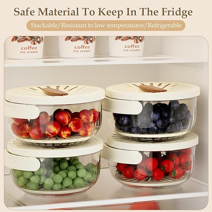 2Pcs Kitchen Colanders Bowl Multifunctional Fruit and Veggie Washing Bowl with Lid Plastic Food Strainers Colander Draining Basket Folding Handle Kitchen transparent Drain Basket for Food Storage