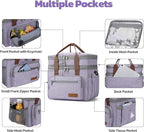 Maelstrom Lunch Bag Women,23L Insulated Lunch Box For Men Women,Expandable Double Deck Cooler Bag With Side Tissue Pocket,Lavender