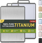 Titanium Cutting Boards for Kitchen Chopping Board with Handle Large Big Small Kitchen Meat Butcher Block Double Sided Pure Titanium and Wheat Straw PP Not Wood Bamboo Plastic Teak Grey/White