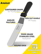 Anaeat Icing Spatulas, Set of 2 Professional Cake Angled Offset Spatula with 6", 8" Stainless Steel Blades - Thickened Frosting Knife with Durable Plastic Handle for Cake Decorating Pastry & Baking