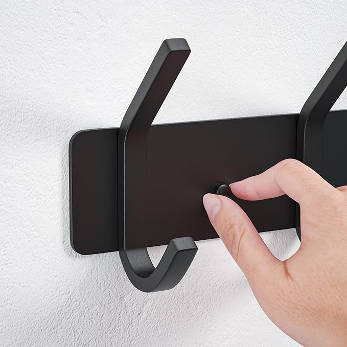 VAEHOLD Wall Hooks Coat Hooks Wall Mounted, Coat Rack with 6 Double Hooks for Hanging Towel Hat Coat Robe Bag Key for Bathroom Kitchen Bedroom 2 Pack