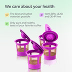 4 Reusable K Cups for Keurig Coffee Makers - BPA Free Universal Fit Purple Refillable Kcups Coffee Filters for 1.0 and 2.0 Keurig Brewers
