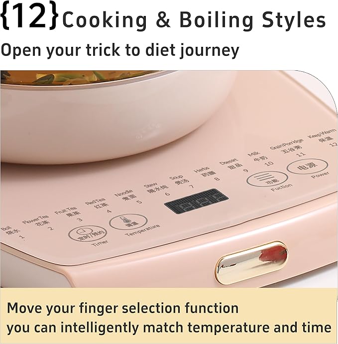 Health Pot Electric Kettle with Infuser,Smart Fruit Hot Tea Maker, Temperature Control and Tea Keep Warm, 12 Functional Procedures, 1.8 Liters of Capacity(pink)