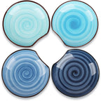 KitchenTour Spoon Rest for Stove Top, 4.7 inch Ceramic Spoon Holder for Kitchen Counter, Coffee Spoon Rest, Cooking Utensil Rest for Spatula, Set of 4, Assorted Cool Colors